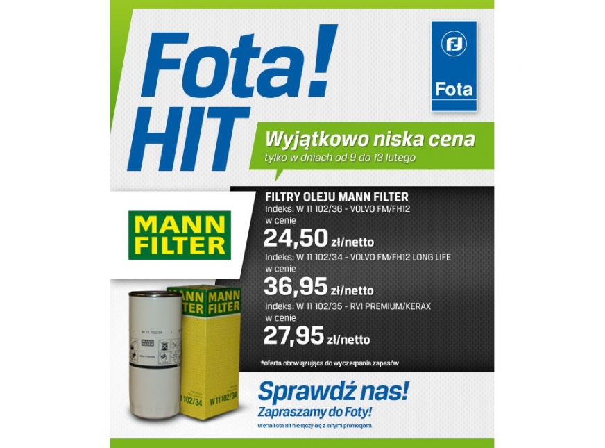 Fota: Niższe ceny filtrów oleju