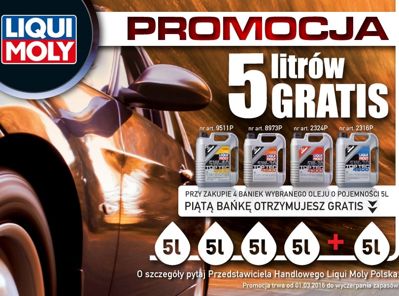 Liqui Moly: 5x5 litrów w cenie 4x5 litrów