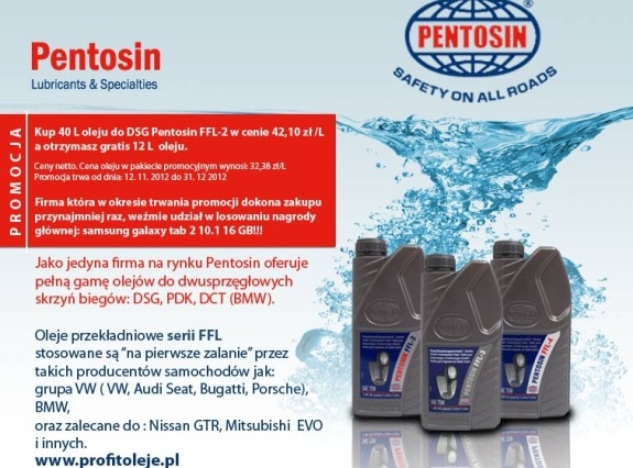 Promocja na olej Pentosin FFL-2: zapłać za 40, dostaniesz 52