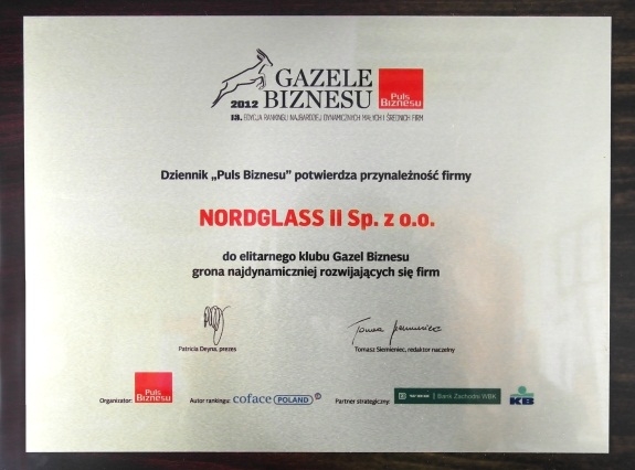 „Gazela Biznesu 2012” dla NordGlass