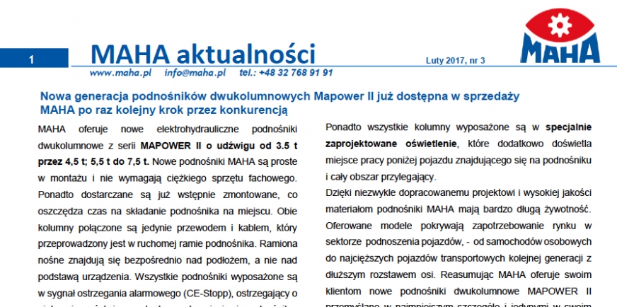 Newsletter MAHA luty 2017