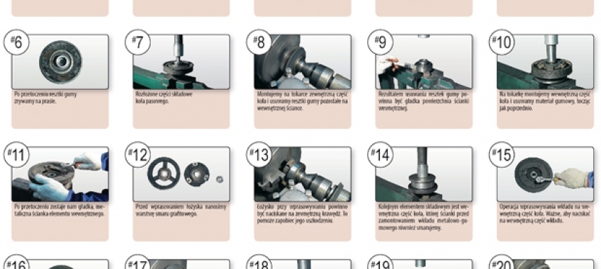 Wymiana wkładu metalowo-gumowego wraz z łożyskiem w kole pasowym