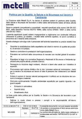 Metelli z certyfikatem ISO 14001