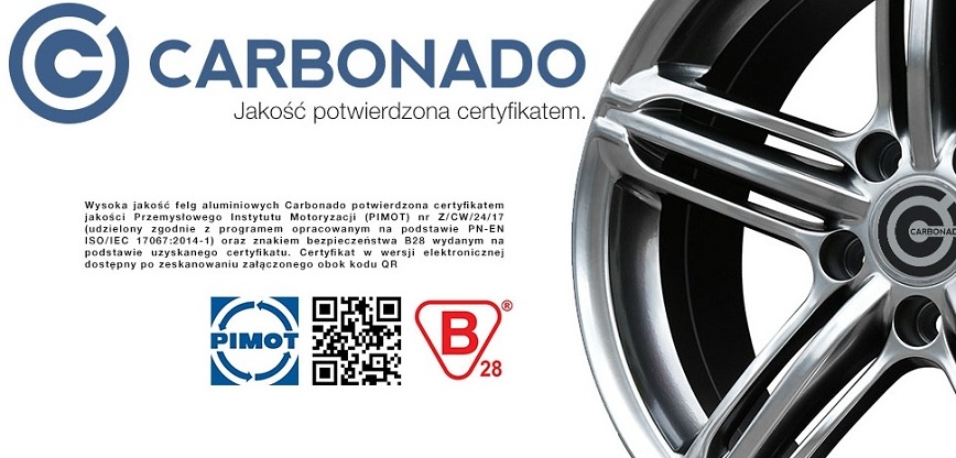 Certyfikat jakości PIMOT dla felg aluminiowych Carbonado