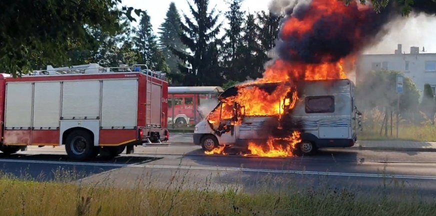 Pożar kampera w Ostrowie Wielkopolskim. Wracał z warsztatu