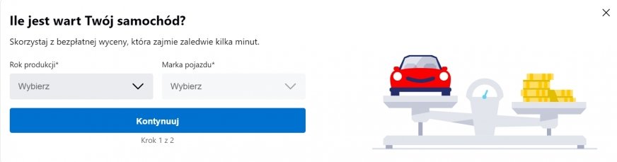 OTOMOTO z funkcją dla wyceny samochodu 