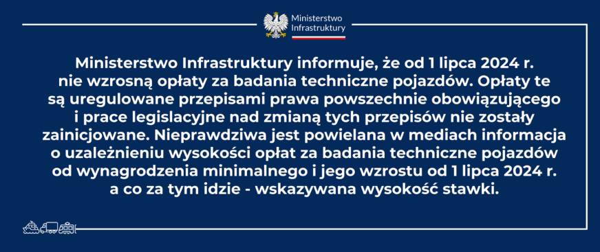 Ministerstwo Infrastruktury: nie pracujemy nad podwyżką za badania techniczne