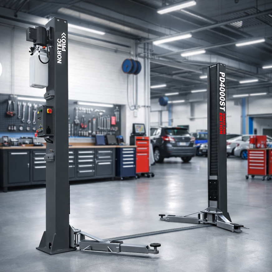 Podnośniki 2-kolumnowe elektrohydrauliczne – dlaczego model Nortec PD4000ST jest tak praktycznym wyborem?